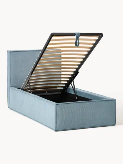 Cama individual tapizada de pana con espacio de almacenaje Dream