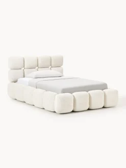 Cama individual tapizada en borreguillo bouclé Tayla