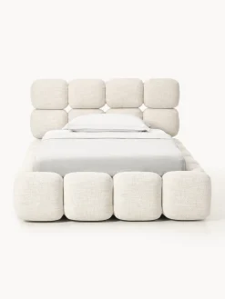 Cama individual tapizada en borreguillo bouclé Tayla