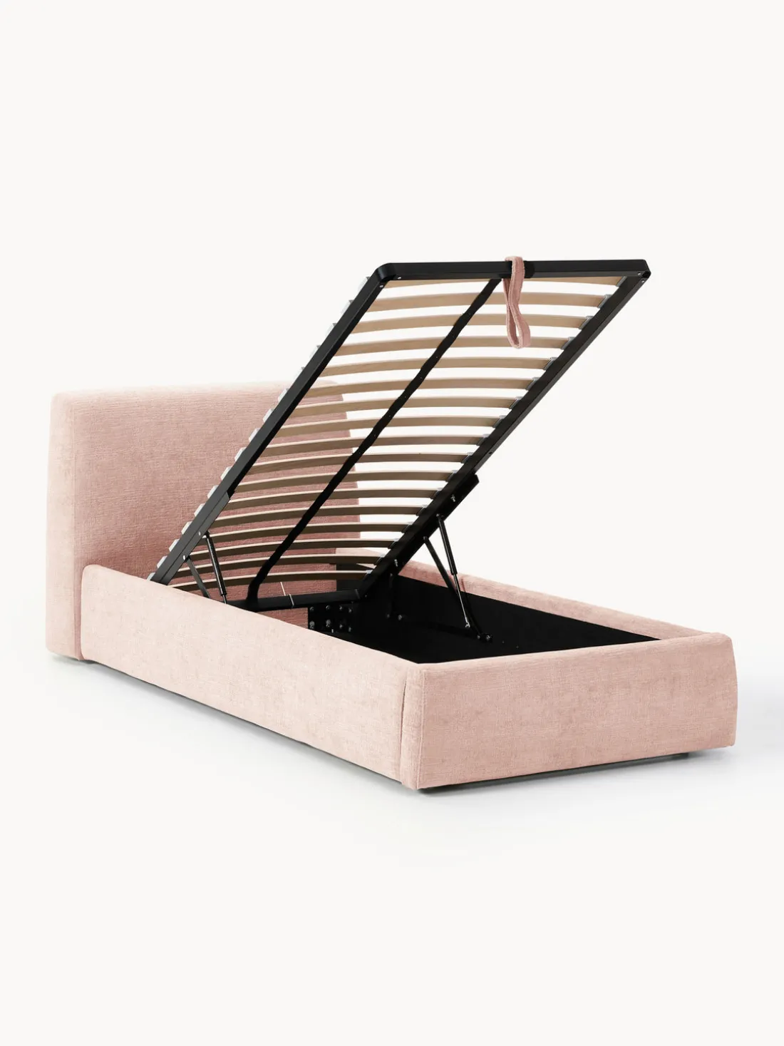 Cama individual tapizada con espacio de almacenamiento Cloud