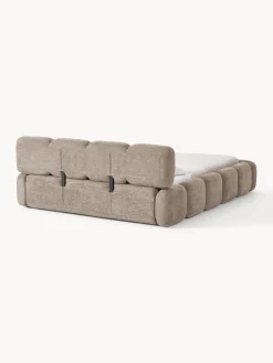 Cama tapizada de boreguillo bouclé con espacio de almacenamiento Tayla