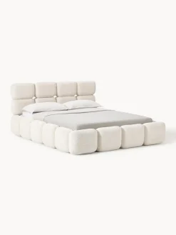 Cama tapizada de boreguillo bouclé con espacio de almacenamiento Tayla