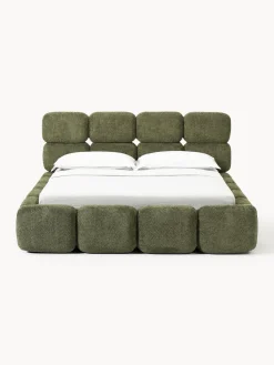 Cama tapizada de boreguillo bouclé con espacio de almacenamiento Tayla