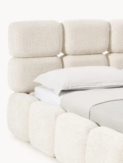 Cama tapizada de borreguillo bouclé Tayla
