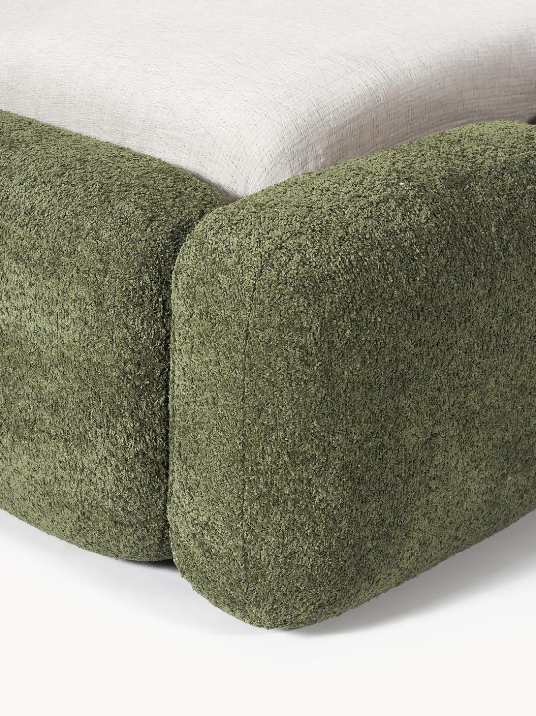 Cama tapizada de borreguillo bouclé Tayla