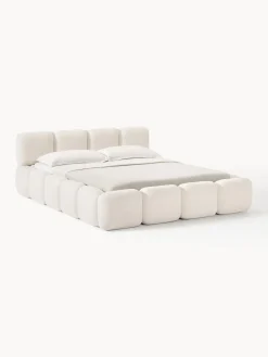 Cama tapizada de borreguillo bouclé Tayla