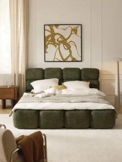 Cama tapizada de borreguillo bouclé Tayla