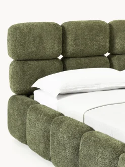 Cama tapizada de borreguillo bouclé Tayla