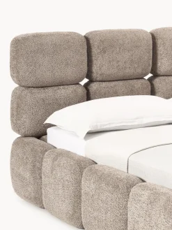 Cama tapizada de borreguillo bouclé Tayla