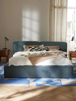 Cama tapizada en tejido bouclé Lennon