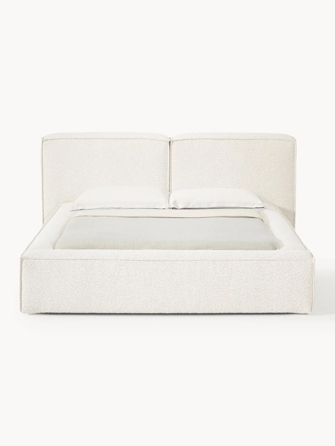 Cama tapizada en tejido bouclé Lennon