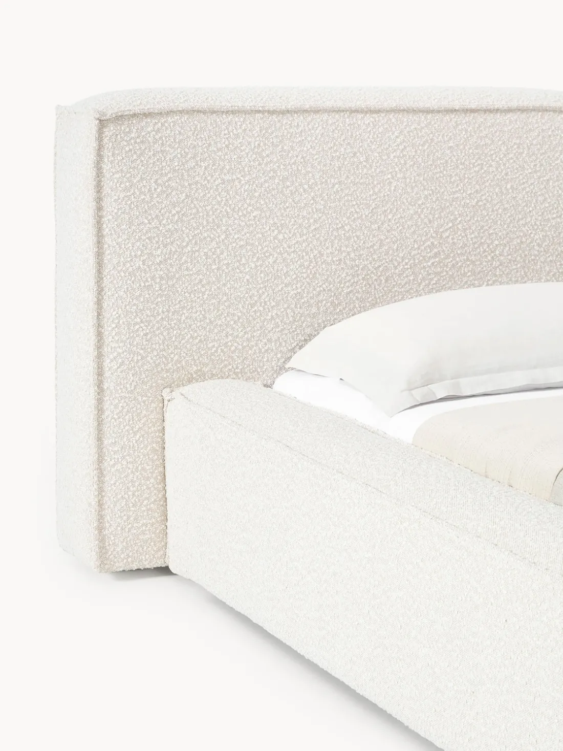 Cama tapizada en tejido bouclé Lennon