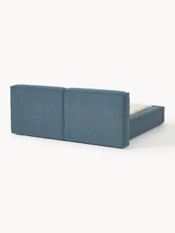 Cama tapizada en tejido bouclé Lennon, con espacio de almacenamiento