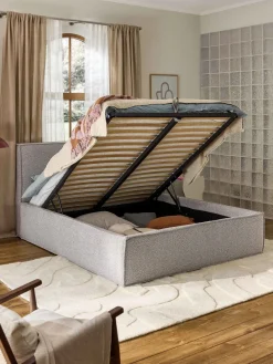 Cama tapizada en tejido bouclé con espacio de almacenamiento Dream
