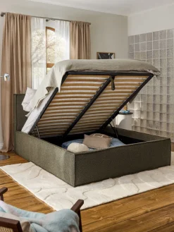 Cama tapizada en tejido bouclé con espacio de almacenamiento Dream
