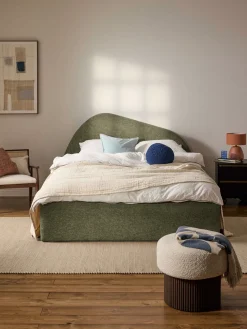 Cama tapizada en tejido bouclé Gary