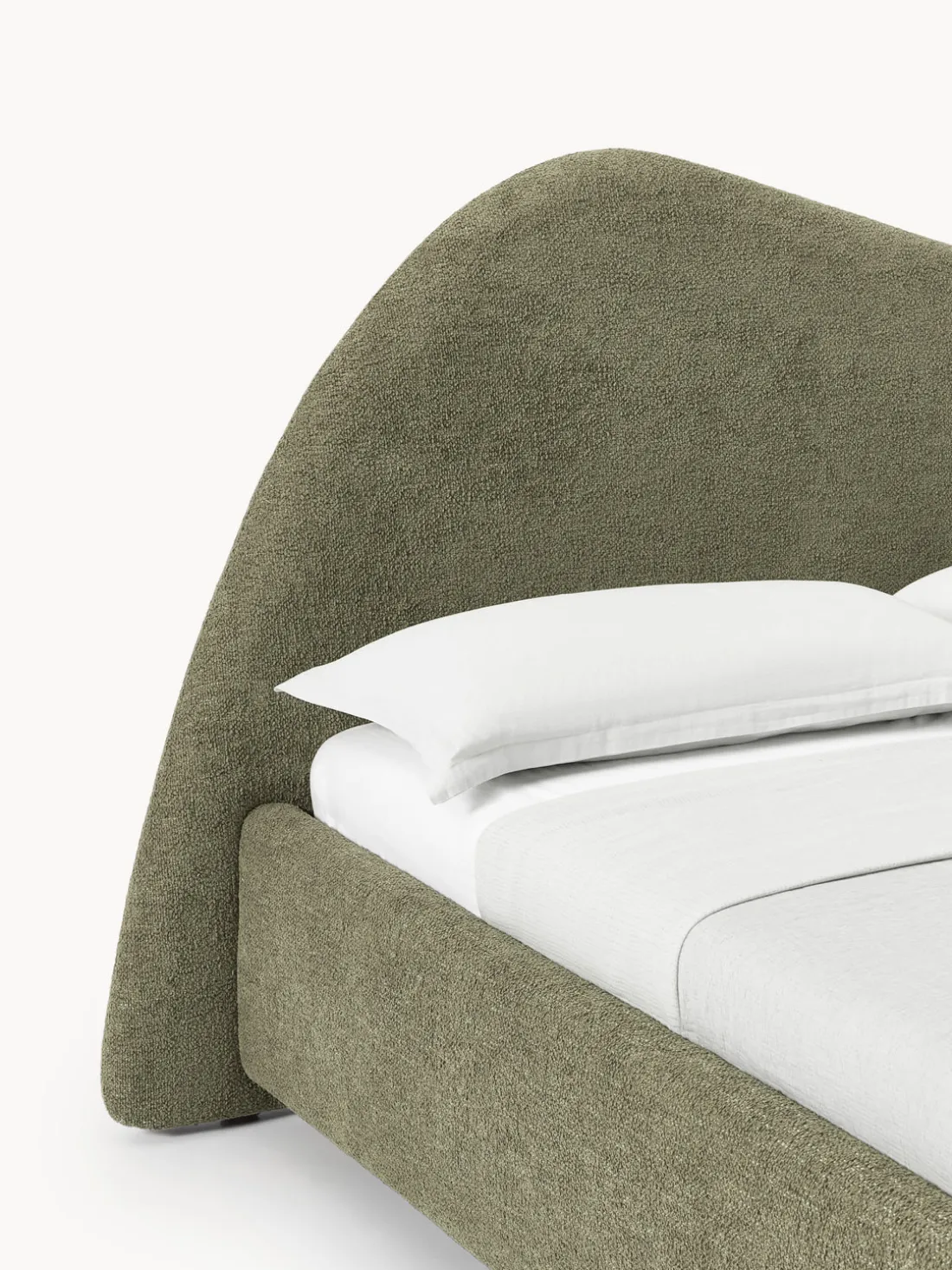 Cama tapizada en tejido bouclé Gary