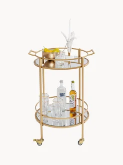 Camarera redonda Emilia, estantes de vidrio espejado