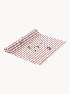 Camino de mesa a rayas con motivos bordados Melony