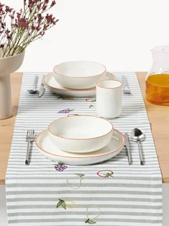 Camino de mesa a rayas con motivos bordados Melony