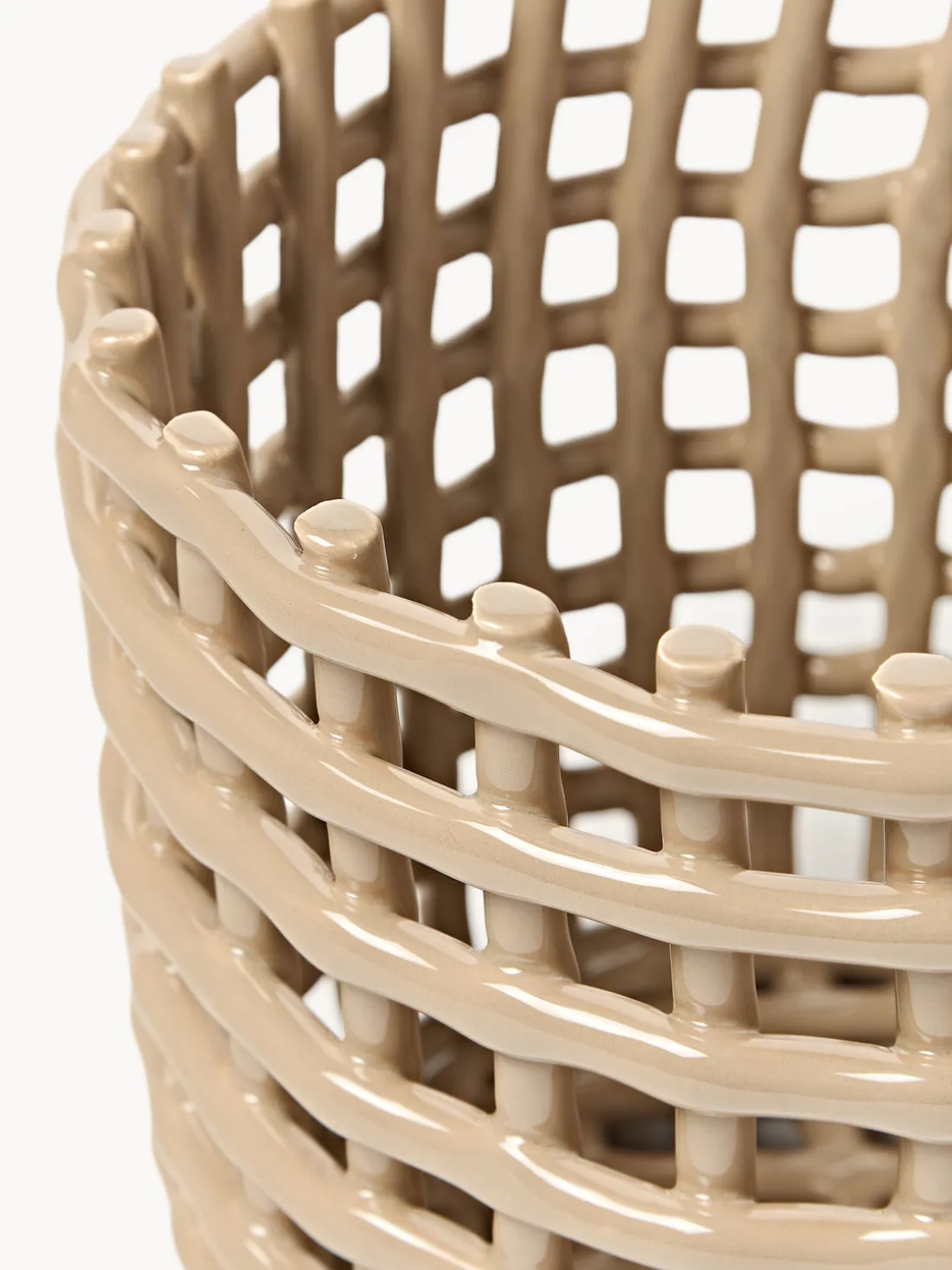 Cesta artesanal de cerámica Nalan, 21 cm