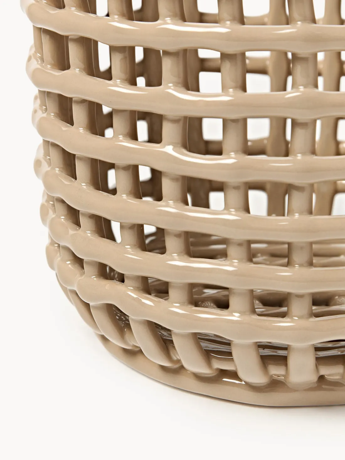 Cesta artesanal de cerámica Nalan, 21 cm