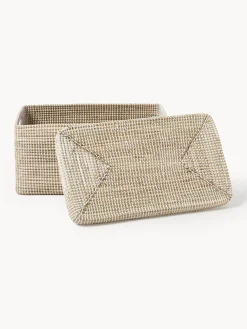 Cestas de almacenamiento de junco marino con tapa Aleya, 2 uds.