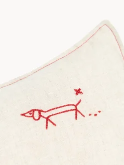 Cojín infantil de lino bordado L1N0