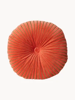 Cojín redondo artesanal de algodón Ripple, Ø 50 cm