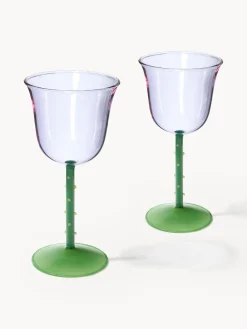 Copas de vino artesanales de vidrio borosilicato Dot, 2 uds.
