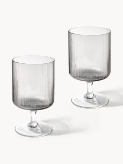 Copas de vino sopladas con relieves Ripple, 2 uds.