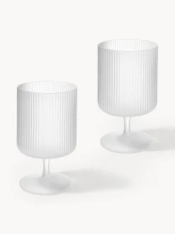 Copas de vino sopladas con relieves Ripple, 2 uds.