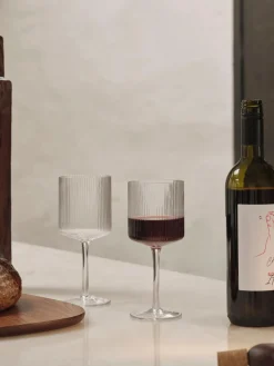 Copas de vino tinto sopladas con relieve Ripple, 2 uds.