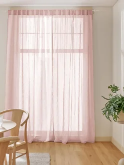 Cortinas semitransparente con cinta de lazo Gardine Ibiza, 2 uds.