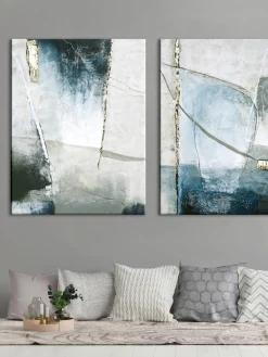 Cuadro en lienzo pintado a mano Golden Blue I