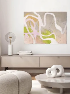 Cuadro en lienzo pintado a mano Light Line, marco de madera