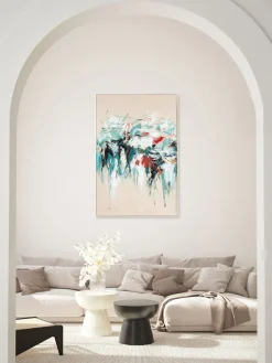 Cuadro en lienzo pintado a mano Hurricane, marco de madera