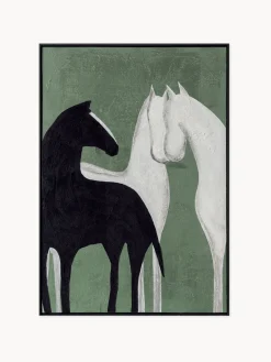 Cuadro en lienzo pintado a mano Contrast, marco de madera