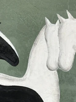 Cuadro en lienzo pintado a mano Contrast, marco de madera