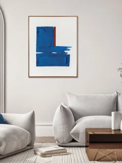 Cuadro en lienzo pintado a mano Snorkel Blue, marco de madera