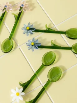 Cucharas artesanales de vidrio borosilicato Flora, 2 uds.