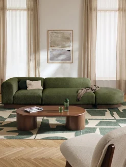 Diván modular de borreguillo bouclé con reposapiés Natalie