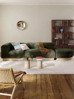 Diván modular de borreguillo bouclé con reposapiés Natalie