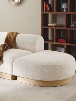 Diván modular de borreguillo bouclé con reposapiés Natalie