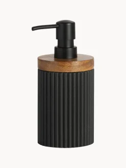 Dosificador de jabón con adorno de madera Laura