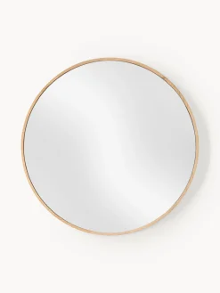 Espejo de pared redondo con marco de madera de roble Avery