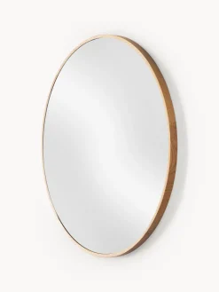 Espejo de pared redondo con marco de madera de roble Avery