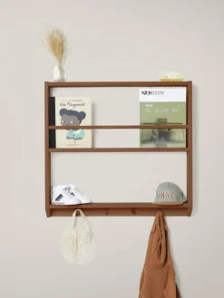 Estante de pared artesanal de madera de roble Eli