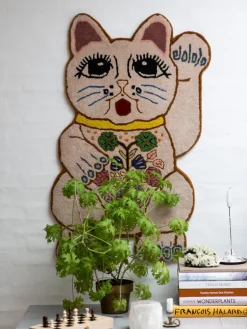 Felpudo artesanal de lana mullida Lucky