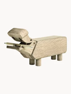 Figura decorativa de madera de roble Hippo